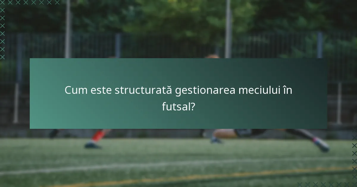 Cum este structurată gestionarea meciului în futsal?